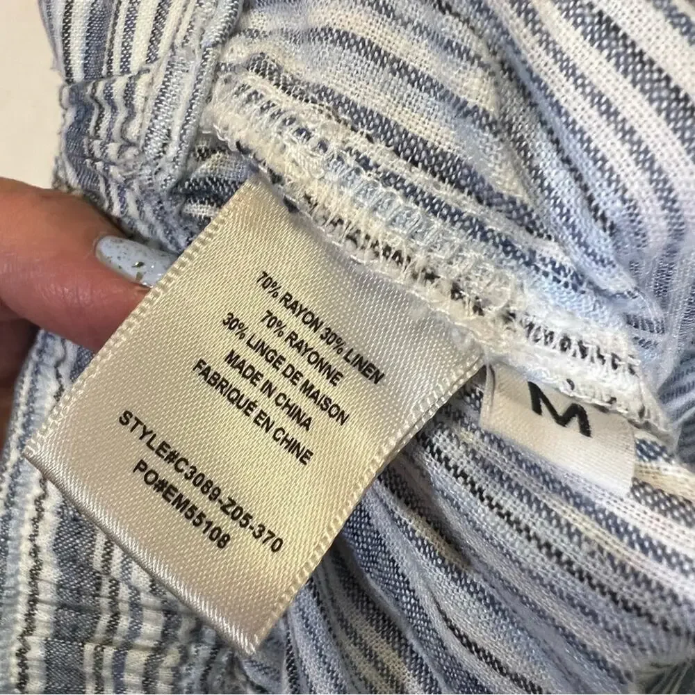 Cloth & Stone NWOT Striped Tie Waist Frayed Hem Wide Leg Crops sz M